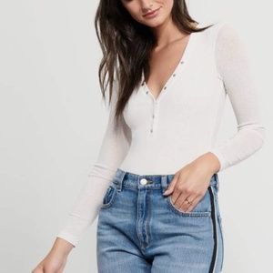 NWOT Dynamite Henley Snow White Bodysuit